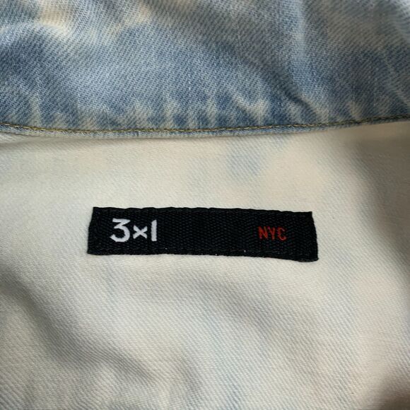 3x1 NYC Denim Jacket Womens S Small Acid Wash Cotton Tie Dye White Buttons - Picture 8 of 12